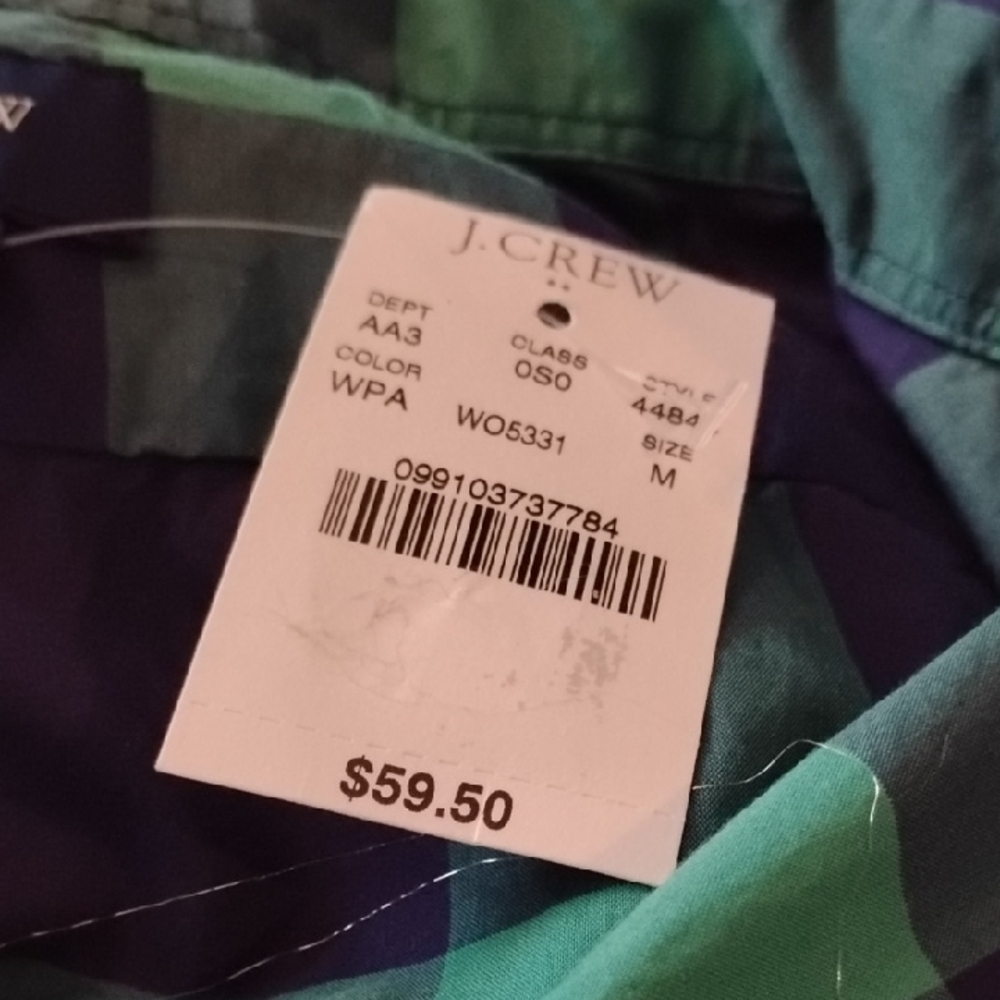 J. Crew Men's Cotton Green and Black Plaid Shirt - Picture 6 of 7